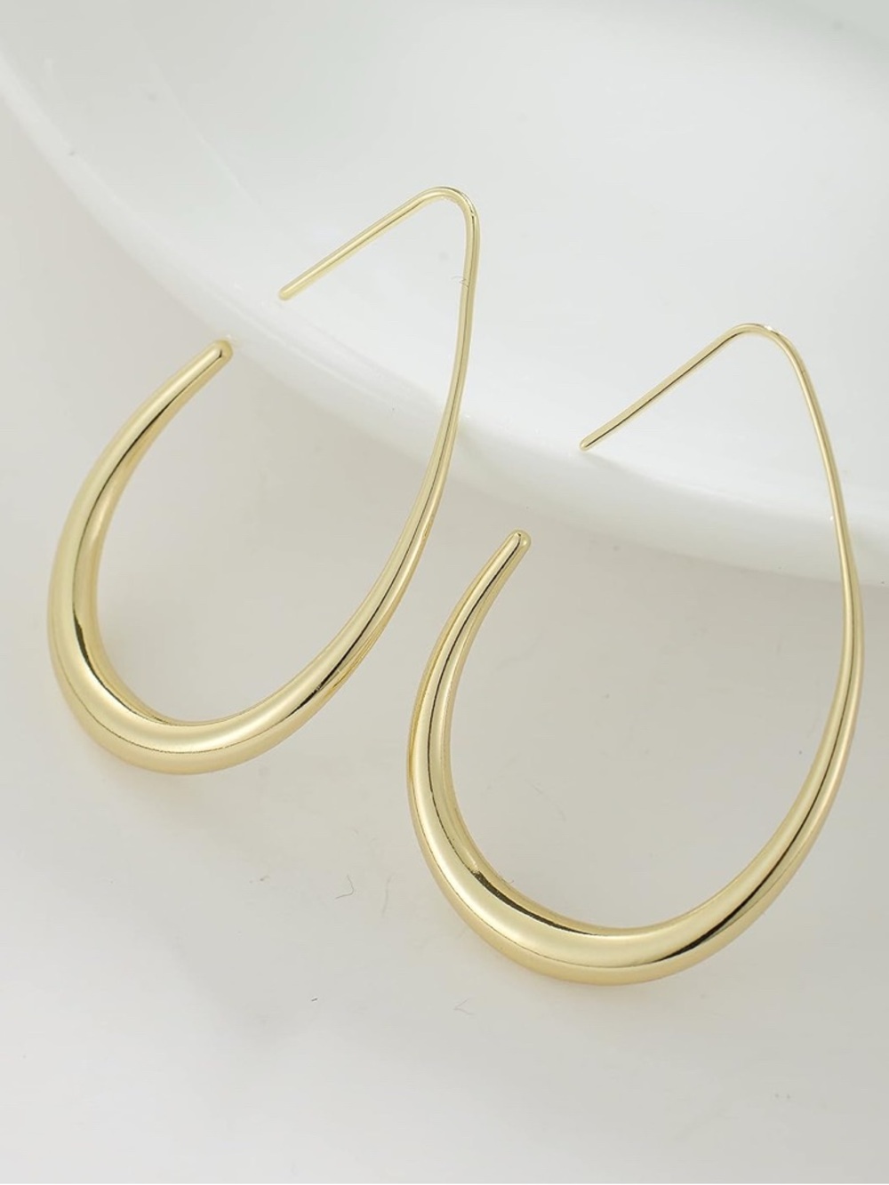 14K Plated Gold Teardrop Hoop Earrings